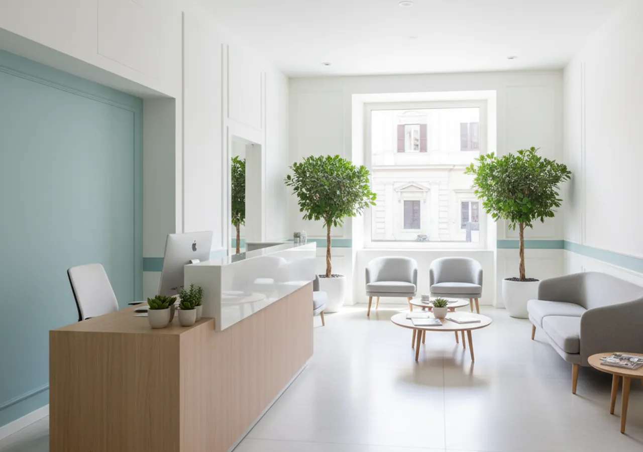 Reception e ambienti del Centro Dermatologico Roma